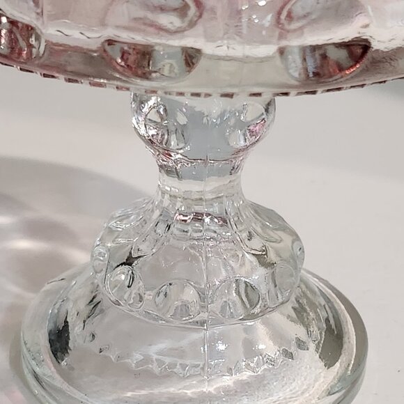 Indiana Glass/Tiffin Ruby Red King's Crown Thumbprint Glass Compote With Lid - Picture 4 of 10